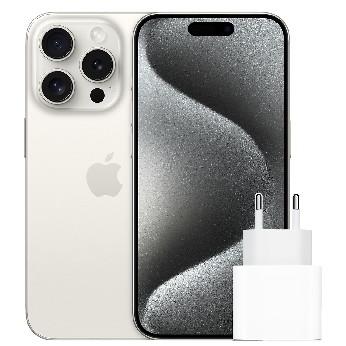 Apple APPLE IPHONE 15 PRO MAX 1TB + Адаптер WHITE TITANIUM Front