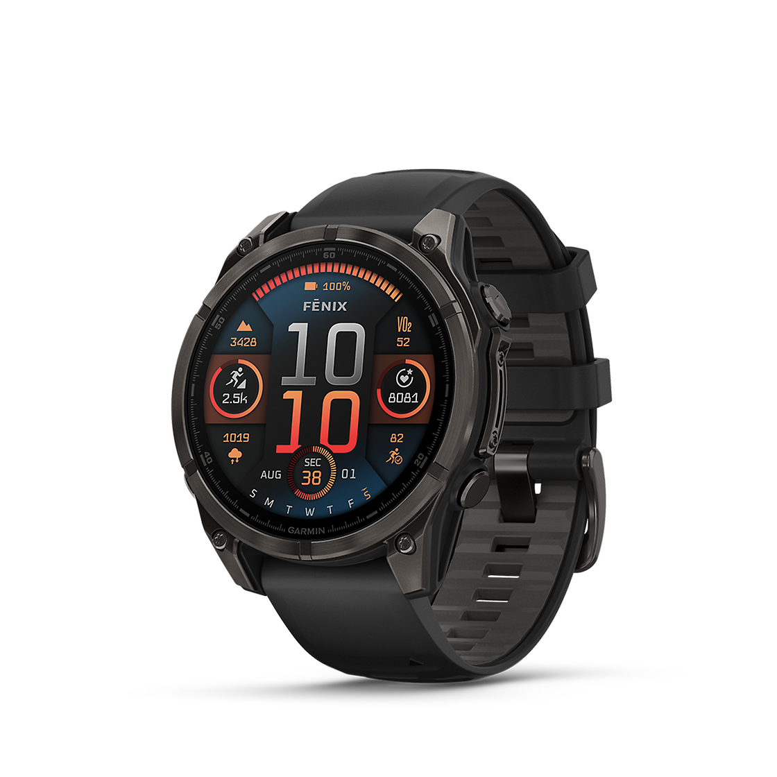 Garmin GARMIN FENIX 8 47MM CARBON GRAY DLC TITANIUM BLACK STRAP Front
