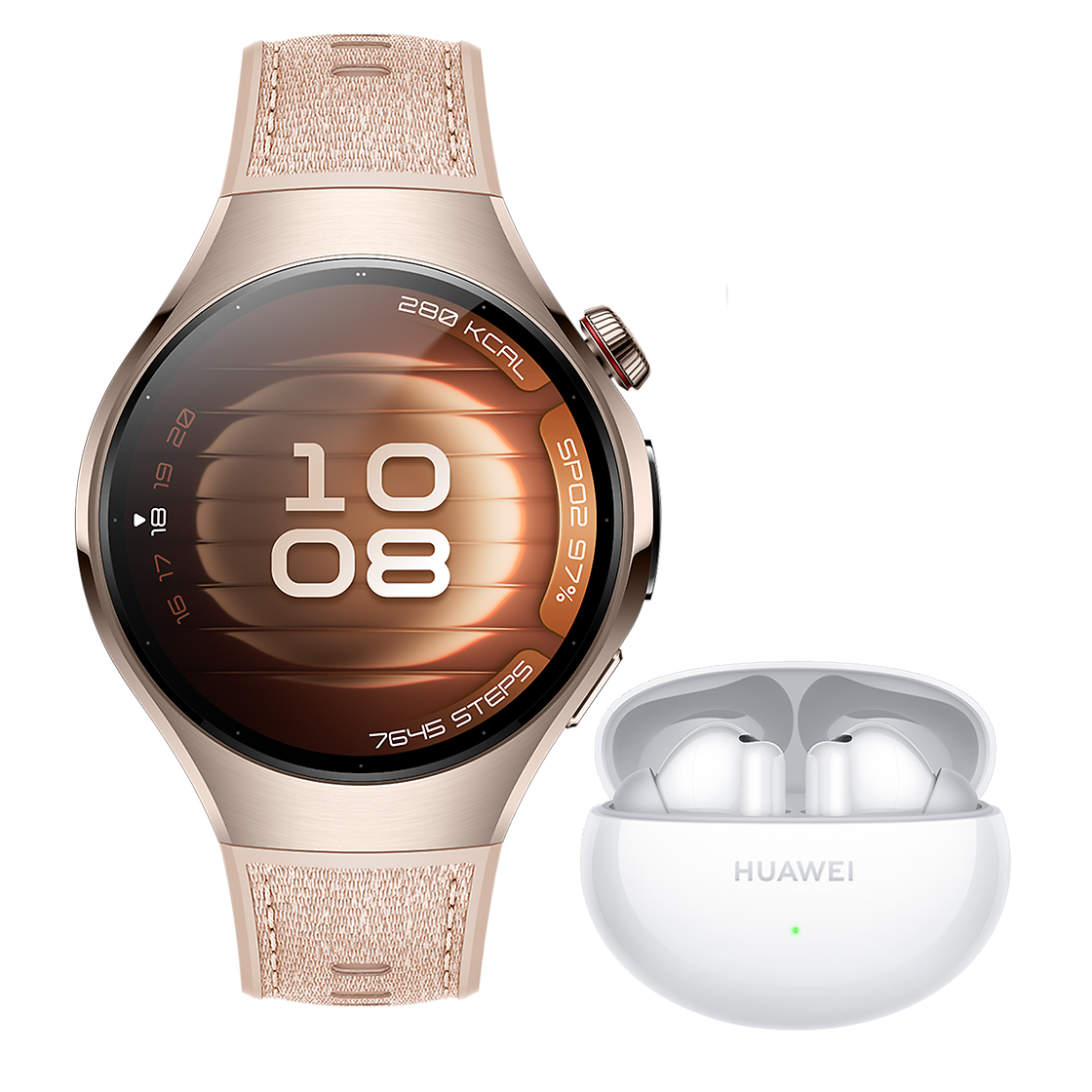 Huawei HUAWEI WATCH 5 42 + FreeBuds 6i SAND GOLD 904L STAINLESS STEEL CASE Front